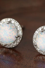 Load image into Gallery viewer, 925 Sterling Silver Platinum-Plated Opal Round Stud Earrings