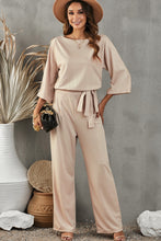 Load image into Gallery viewer, Belted Three-Quarter Sleeve Jumpsuit