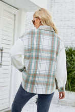 Load image into Gallery viewer, Plaid Button Front Spliced Sherpa Shacket