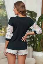 Load image into Gallery viewer, Crochet Lace Sleeve Sweatshirt