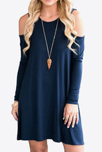 Load image into Gallery viewer, 875 Cold-Shoulder Long Sleeve Round Neck Dress