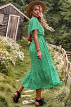 Load image into Gallery viewer, Printed Tie-Waist Short Puff Sleeve Surplice Dress