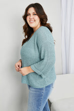 Load image into Gallery viewer, Mine and E&M Full Size Three-Quarter Sleeve Notched Sweater