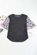 Load image into Gallery viewer, Leopard Flounce Sleeve Round Neck Top