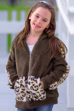 Load image into Gallery viewer, Kids Leopard Zip-Up Hooded Jacket with Pockets