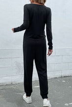Load image into Gallery viewer, Twist Front Long Sleeve Top and Drawstring Waist Joggers Set