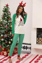 Load image into Gallery viewer, Full Size Christmas Pattern Top and Striped Pants Pajama Set