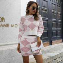 Load image into Gallery viewer, Argyle Cropped Sweater and Mini Skirt Set
