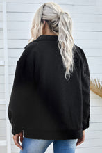 Load image into Gallery viewer, Button Front Drop Shoulder Collared Sherpa Jacket