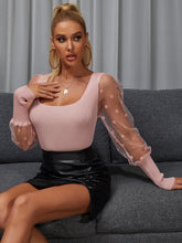 Load image into Gallery viewer, Polka Dot Mesh Long Sleeve Sweater