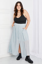 Load image into Gallery viewer, Sweet Lovely by Jen Full Size Leaps and Bounds Slit Maxi Skirt in Misty Blue