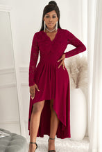 Load image into Gallery viewer, Lace High-Low V-Neck Dress