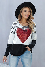 Load image into Gallery viewer, Red Heart Sequins Striped Top