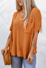Load image into Gallery viewer, Side Slit V-Neck Short Sleeve Sweater