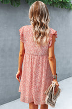 Load image into Gallery viewer, Printed V-Neck Flutter Sleeve Dress