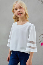 Load image into Gallery viewer, Girls Sheer Striped Flare Sleeve Tee Shirt