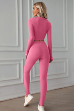 Load image into Gallery viewer, Zip Up Cropped Top and Leggings Yoga Set