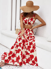 Load image into Gallery viewer, Floral Tie Shoulder Top and Tiered Maxi Skirt Set