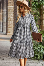 Load image into Gallery viewer, Collared Neck Long Sleeve Midi Dress