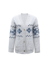 Load image into Gallery viewer, Fair Isle Snowflake Pattern Cardigan with Pockets
