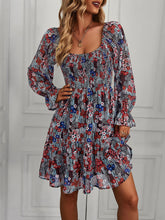 Load image into Gallery viewer, Floral Smocked Ruffle Hem Flounce Sleeve Dress