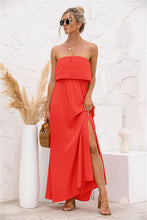 Load image into Gallery viewer, Strapless Leg Split Maxi Dress