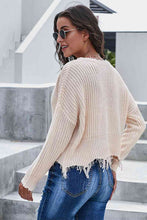 Load image into Gallery viewer, Drop Shoulder Distressed Hem Sweater