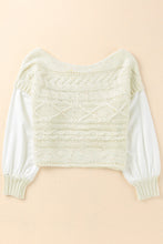 Load image into Gallery viewer, Faux Layered Cable-Knit Lantern Sleeve Sweater