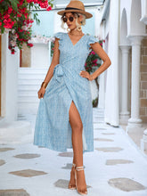 Load image into Gallery viewer, Printed Tied Flutter Sleeve Dress