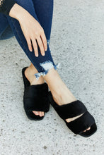 Load image into Gallery viewer, Qupid Faux Fur Slide Sandals in Black