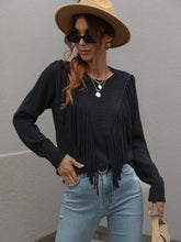 Load image into Gallery viewer, Fringe Detail Ribbed Trim Sweater