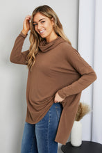 Load image into Gallery viewer, Zenana Full Size Slit High-Low Funnel Neck Top in Mocha