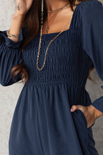 Load image into Gallery viewer, Smocked Long Flounce Sleeve Square Neck Jumpsuit