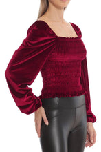 Load image into Gallery viewer, Smocked Square Neck Long Sleeve Blouse