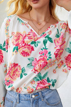 Load image into Gallery viewer, Floral Notched Neck Long Sleeve Blouse