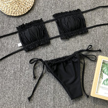 Load image into Gallery viewer, Frill Trim Ruched Bikini Set