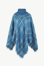 Load image into Gallery viewer, Plaid Turtleneck Fringe Detail Poncho