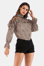 Load image into Gallery viewer, Printed Ruffle Collar Flounce Sleeve Blouse