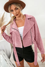Load image into Gallery viewer, Belted Crop Corduroy Jacket