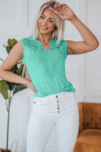 Load image into Gallery viewer, Split Neck Crochet Patchwork Tank Top