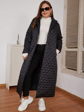Load image into Gallery viewer, Plus Size Snap Front Lapel Collar Quilted Duster Coat
