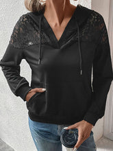 Load image into Gallery viewer, Lace Trim Dropped Shoulder Hoodie