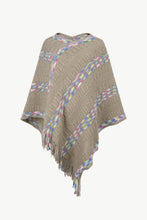 Load image into Gallery viewer, Colorful Stripe V-Neck Asymmetrical Fringe Hem Poncho
