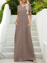 Load image into Gallery viewer, Round Neck Short Sleeve Maxi Dress with Pockets
