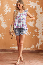Load image into Gallery viewer, Floral V-Neck Peplum Tank
