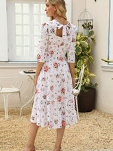 Load image into Gallery viewer, Floral Tie Back Puff Sleeve Dress