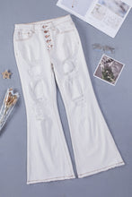 Load image into Gallery viewer, Contrast Stitching Distressed Button Fly Flare Jeans