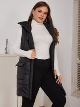 Load image into Gallery viewer, Plus Size Zip-Up Longline Puffer Vest