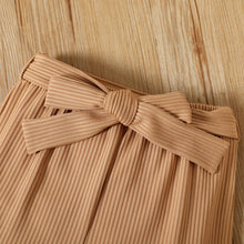 Load image into Gallery viewer, Girls Ribbed Top and Belted Ruffle Hem Shorts Set