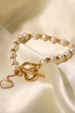 Load image into Gallery viewer, Freshwater Pearl Heart Charm Bracelet